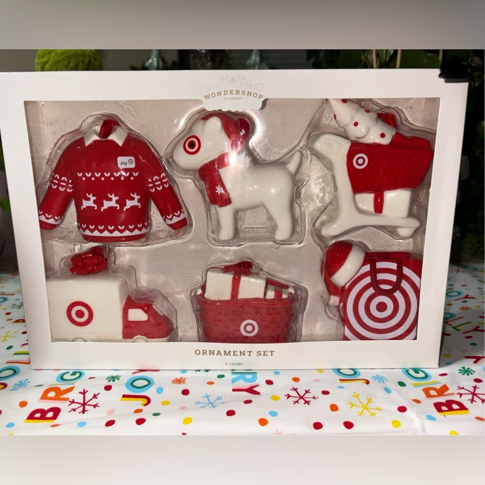 Target Themed Ceramic Ornament Set HTF